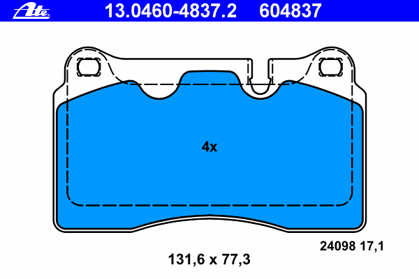 Комплект тормозных колодок, дисковый тормоз ATE 13046048372