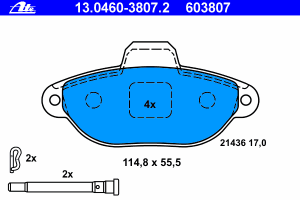 Комплект тормозных колодок, дисковый тормоз ATE 21436