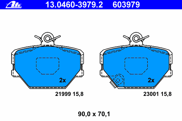 Комплект тормозных колодок, дисковый тормоз ATE 23001