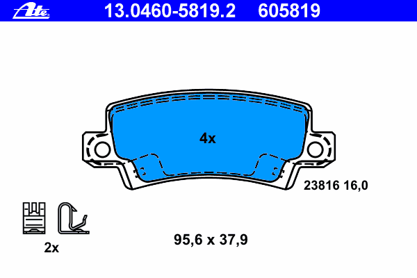 Комплект тормозных колодок, дисковый тормоз ATE 13.0460-5819.2