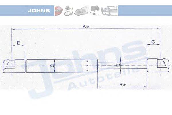 Газовая пружина, крышка багажник JOHNS 32 04 95-97