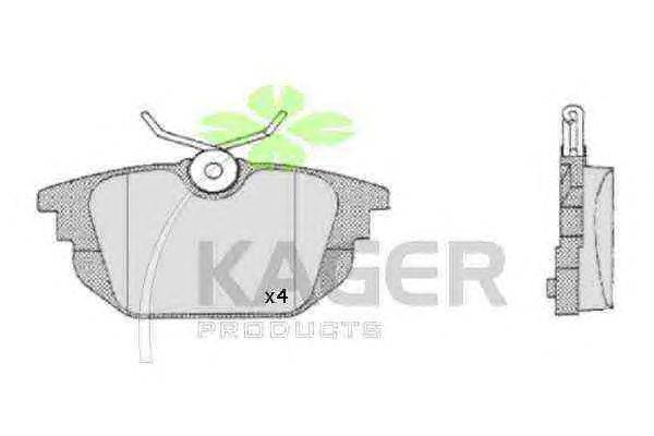 Комплект тормозных колодок, дисковый тормоз KAGER 350475