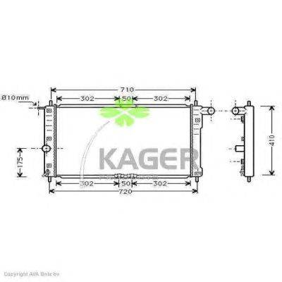 Радиатор, охлаждение двигателя KAGER 310304