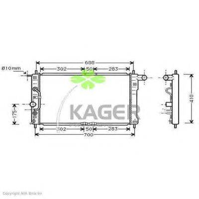 Радиатор, охлаждение двигателя KAGER 312555