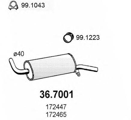 Глушитель выхлопных газов конечный ASSO 36.7001