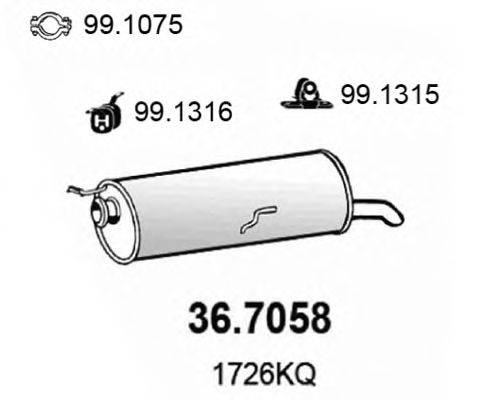 Глушитель выхлопных газов конечный ASSO 36.7058