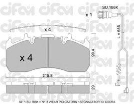 Комплект тормозных колодок, дисковый тормоз CIFAM 822-808-1K