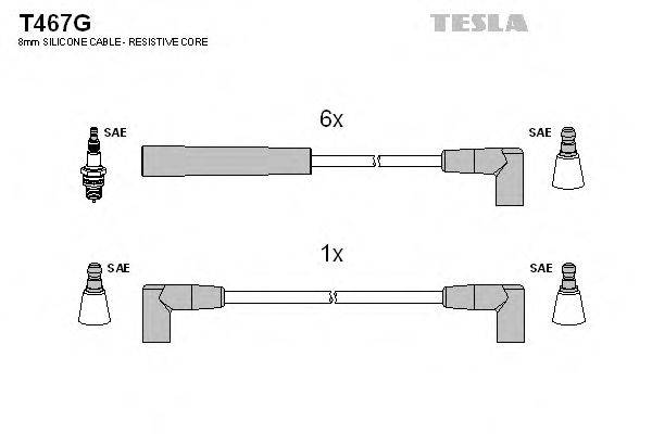 Комплект проводов зажигания TESLA T467G