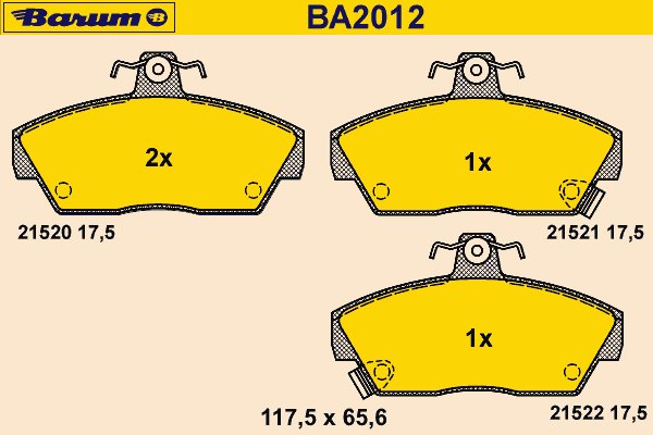 Комплект тормозных колодок, дисковый тормоз BARUM 21522