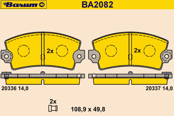 Комплект тормозных колодок, дисковый тормоз BARUM 20337