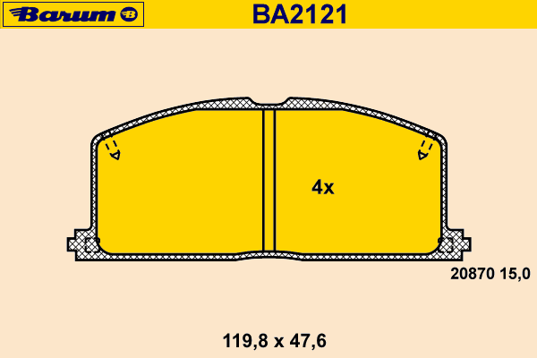 Комплект тормозных колодок, дисковый тормоз BARUM BA2121