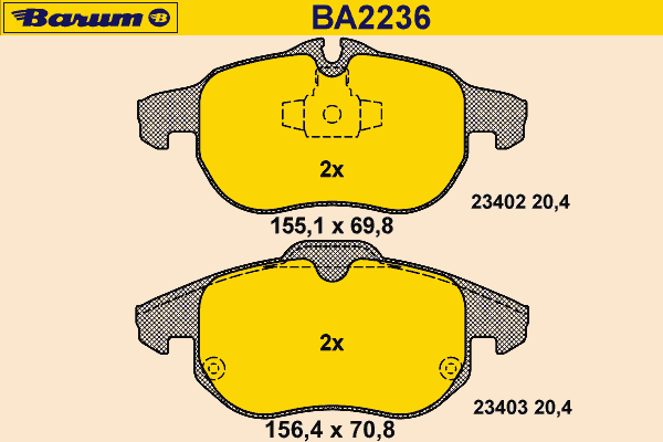 Комплект тормозных колодок, дисковый тормоз BARUM 23403