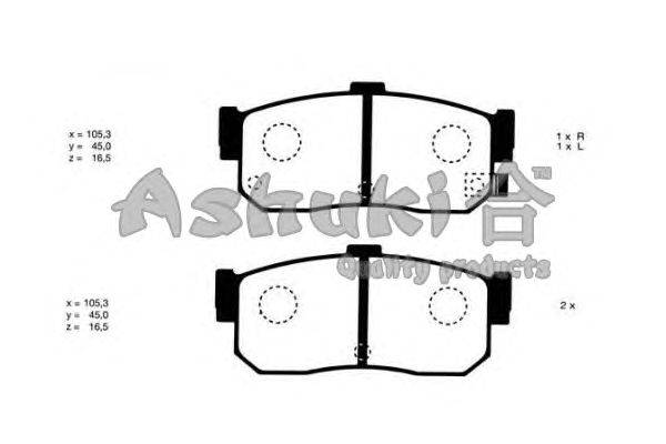 Комплект тормозных колодок, дисковый тормоз ASHUKI N011-00J