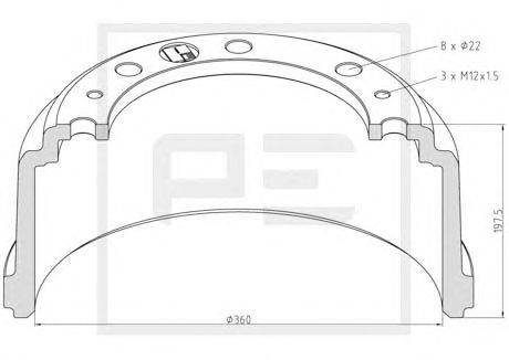 Тормозной барабан PE Automotive 036.417-00A