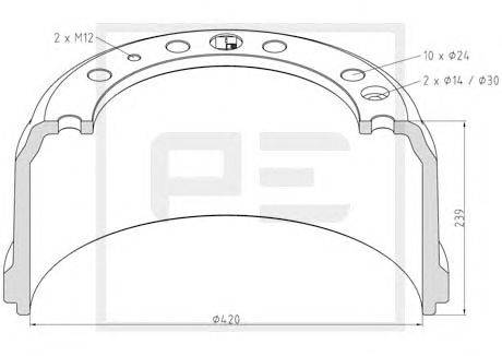 Тормозной барабан PE Automotive 106.101-00A