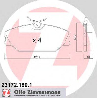 Комплект тормозных колодок, дисковый тормоз ZIMMERMANN 23172