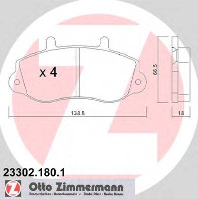 Комплект тормозных колодок, дисковый тормоз ZIMMERMANN 233021801