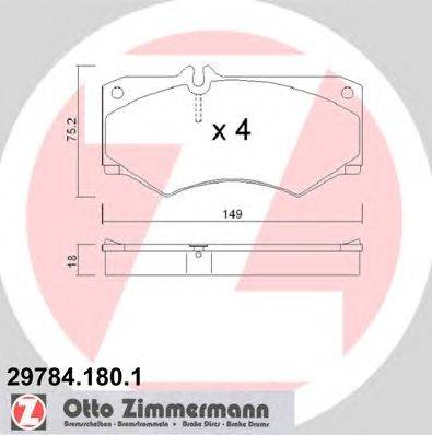 Комплект тормозных колодок, дисковый тормоз ZIMMERMANN 29784.180.1