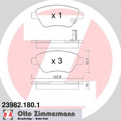 Комплект тормозных колодок, дисковый тормоз ZIMMERMANN 239821801