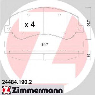 Комплект тормозных колодок, дисковый тормоз ZIMMERMANN 244841902