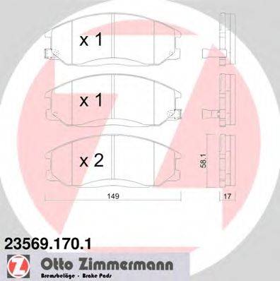 Комплект тормозных колодок, дисковый тормоз ZIMMERMANN 23571