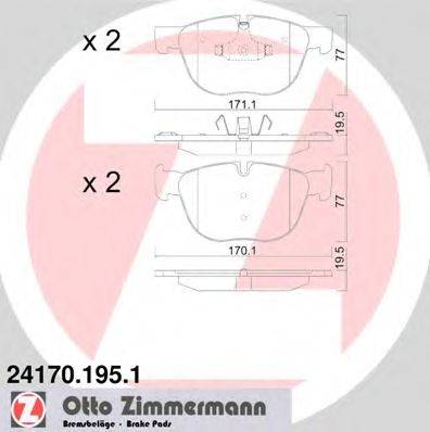 Комплект тормозных колодок, дисковый тормоз ZIMMERMANN 241701951