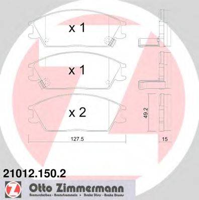 Комплект тормозных колодок, дисковый тормоз ZIMMERMANN 21012.150.2