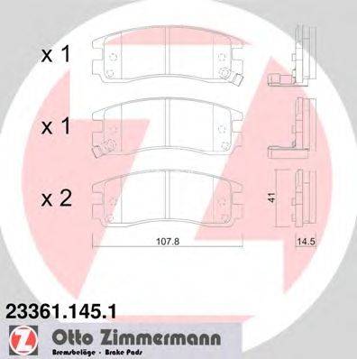 Комплект тормозных колодок, дисковый тормоз ZIMMERMANN 23362