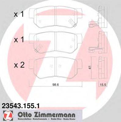 Комплект тормозных колодок, дисковый тормоз ZIMMERMANN 23544