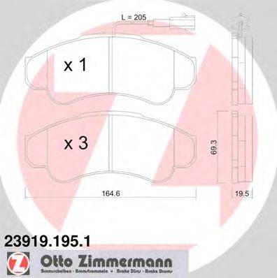 Комплект тормозных колодок, дисковый тормоз ZIMMERMANN 23920