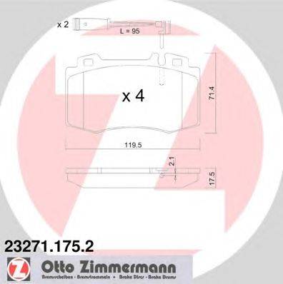Комплект тормозных колодок, дисковый тормоз ZIMMERMANN 232711752