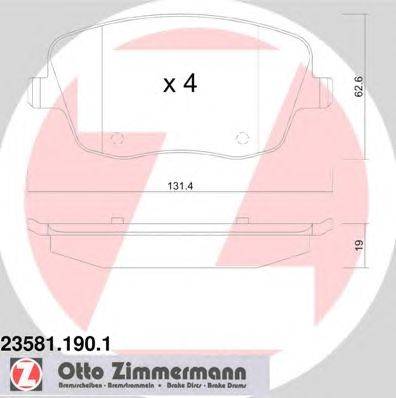 Комплект тормозных колодок, дисковый тормоз ZIMMERMANN 23581.190.1