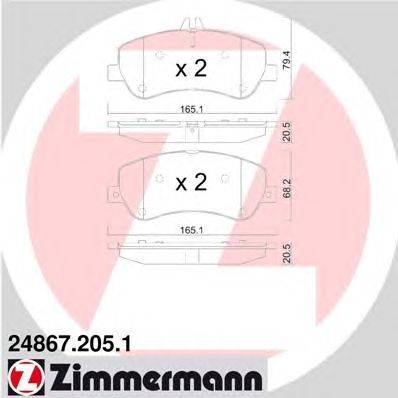 Комплект тормозных колодок, дисковый тормоз ZIMMERMANN 248672051