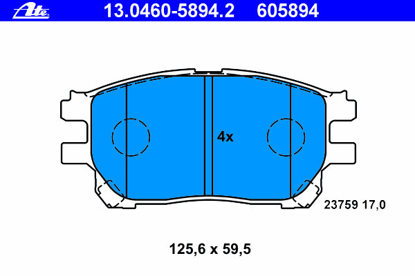 Комплект тормозных колодок, дисковый тормоз ATE 23759