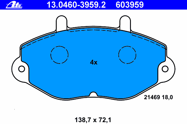 Комплект тормозных колодок, дисковый тормоз ATE 13046039592