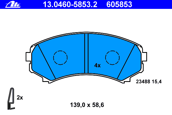 Комплект тормозных колодок, дисковый тормоз ATE 13.0460-5853.2