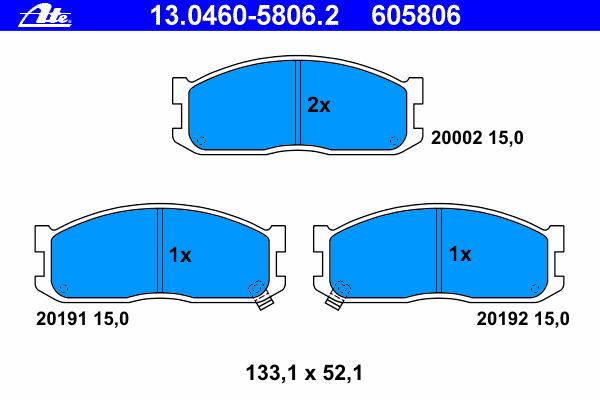 Комплект тормозных колодок, дисковый тормоз ATE 13.0460-5806.2