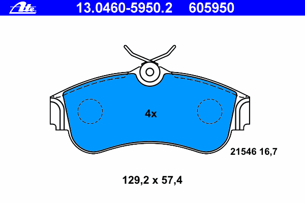 Комплект тормозных колодок, дисковый тормоз ATE 13.0460-5950.2