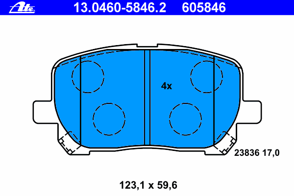 Комплект тормозных колодок, дисковый тормоз ATE 13.0460-5846.2
