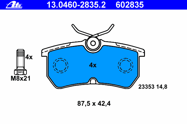 Комплект тормозных колодок, дисковый тормоз ATE 13046028352