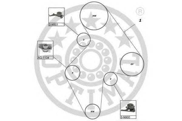 Водяной насос + комплект зубчатого ремня OPTIMAL SK-1022AQ2