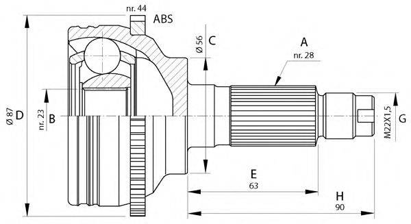 Шарнирный комплект, приводной вал OPEN PARTS CVJ5696.10