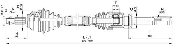 Приводной вал OPEN PARTS DRS6353.00