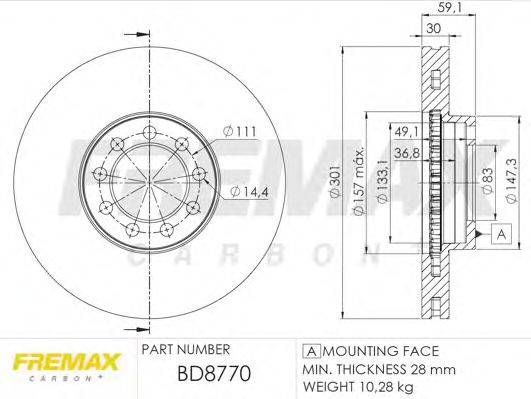 Тормозной диск FREMAX BD-8770