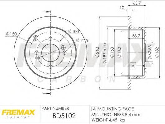Тормозной диск FREMAX BD5102