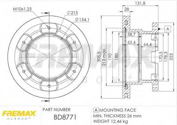 Тормозной диск FREMAX BD-8771