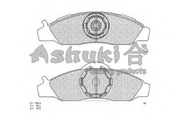 Комплект тормозных колодок, дисковый тормоз ASHUKI 1080-0040