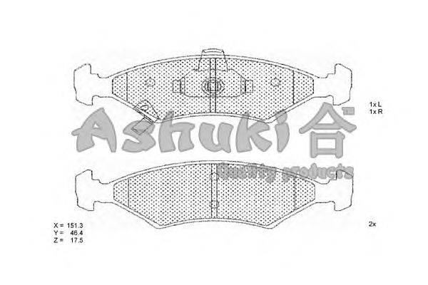 Комплект тормозных колодок, дисковый тормоз ASHUKI 1080-1030