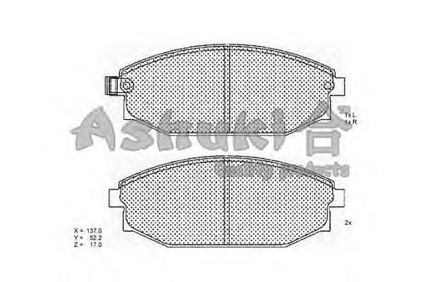 Комплект тормозных колодок, дисковый тормоз ASHUKI 10803250