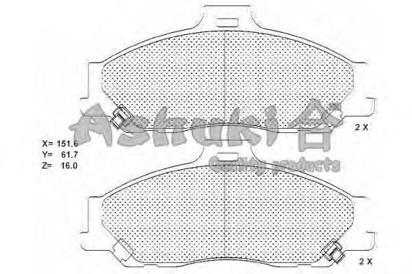 Комплект тормозных колодок, дисковый тормоз ASHUKI 1080-3503